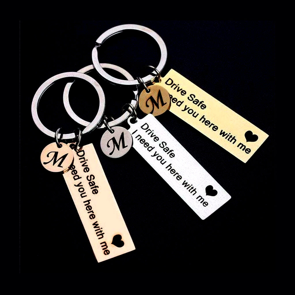 Drive Safe Metal Key Chain with Name