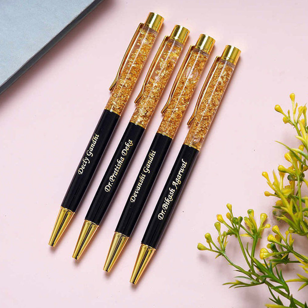 Gold Flakes Pen with Customized Name