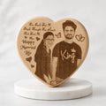 Heart Shaped Wooden Engraving with Photo