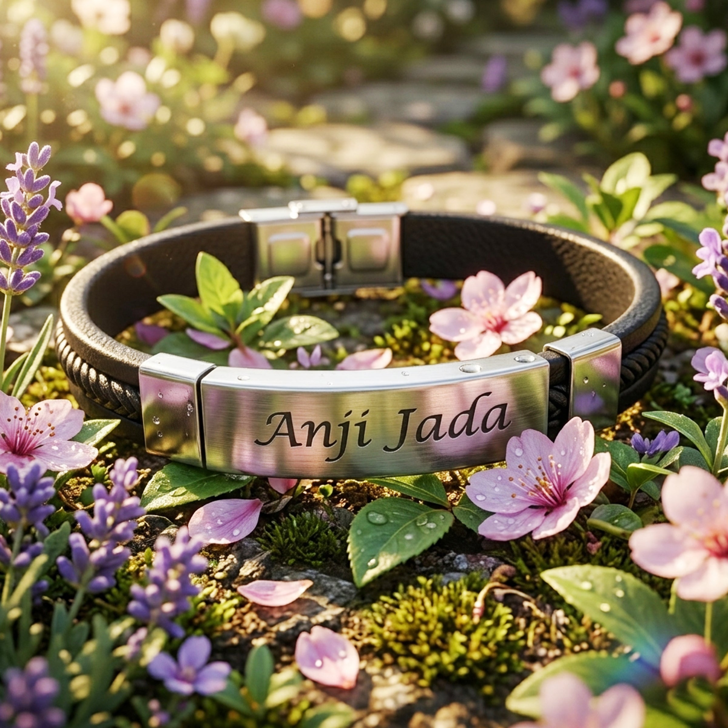 Leather Name Kada