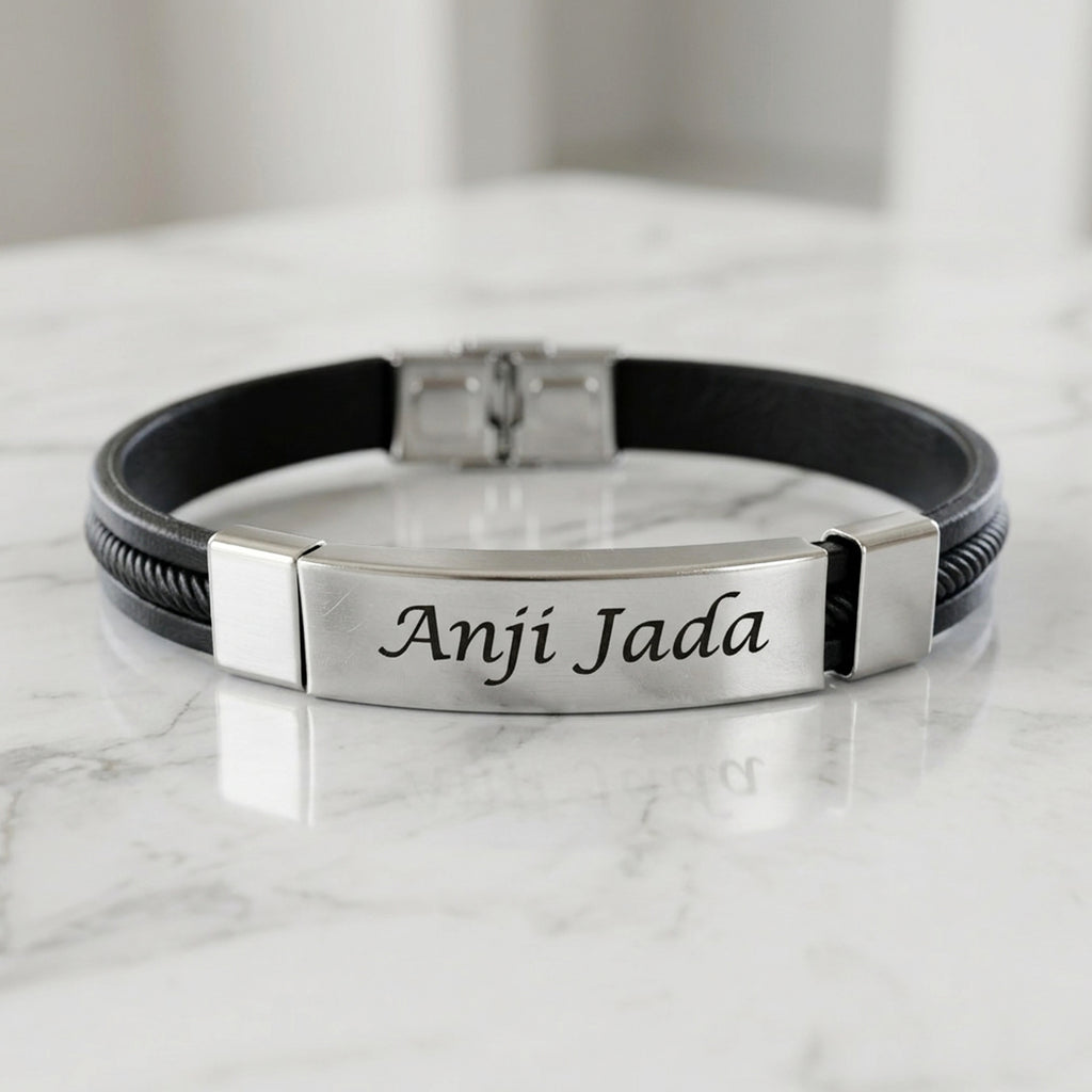 Leather Name Kada