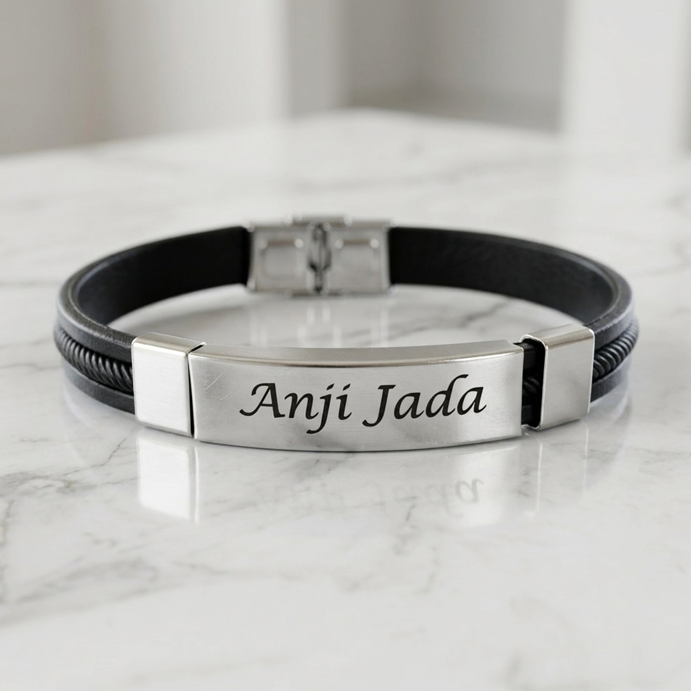Leather Name Kada