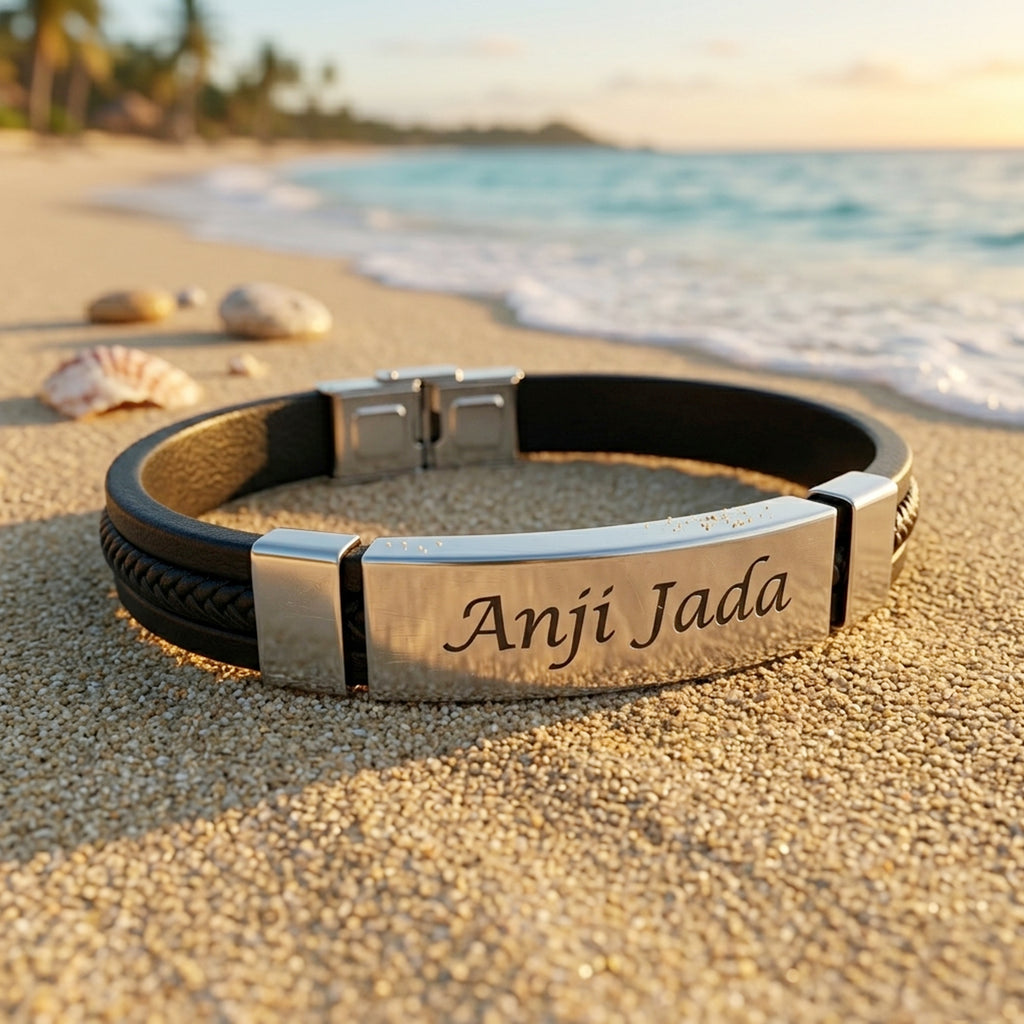 Leather Name Kada