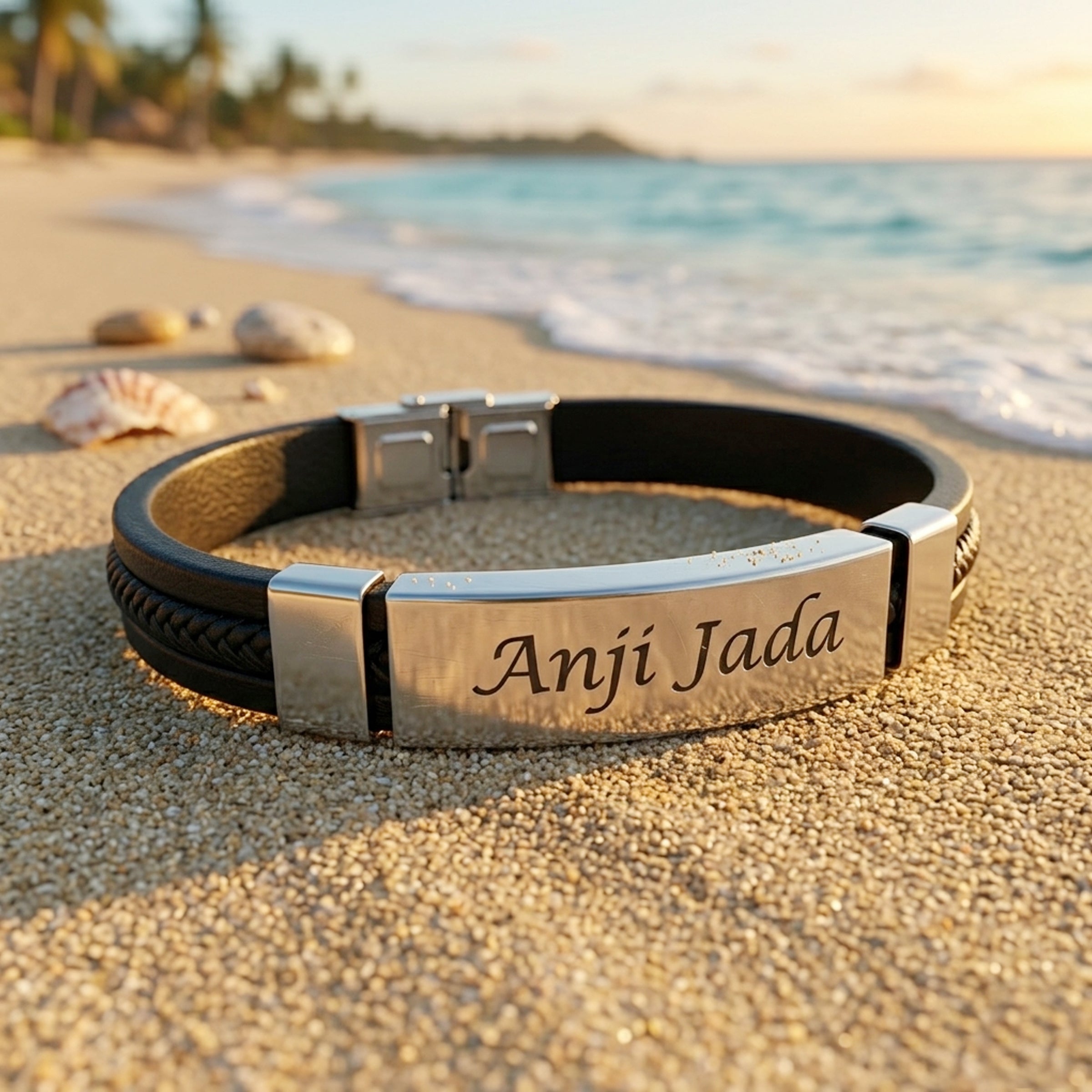 Leather Name Kada