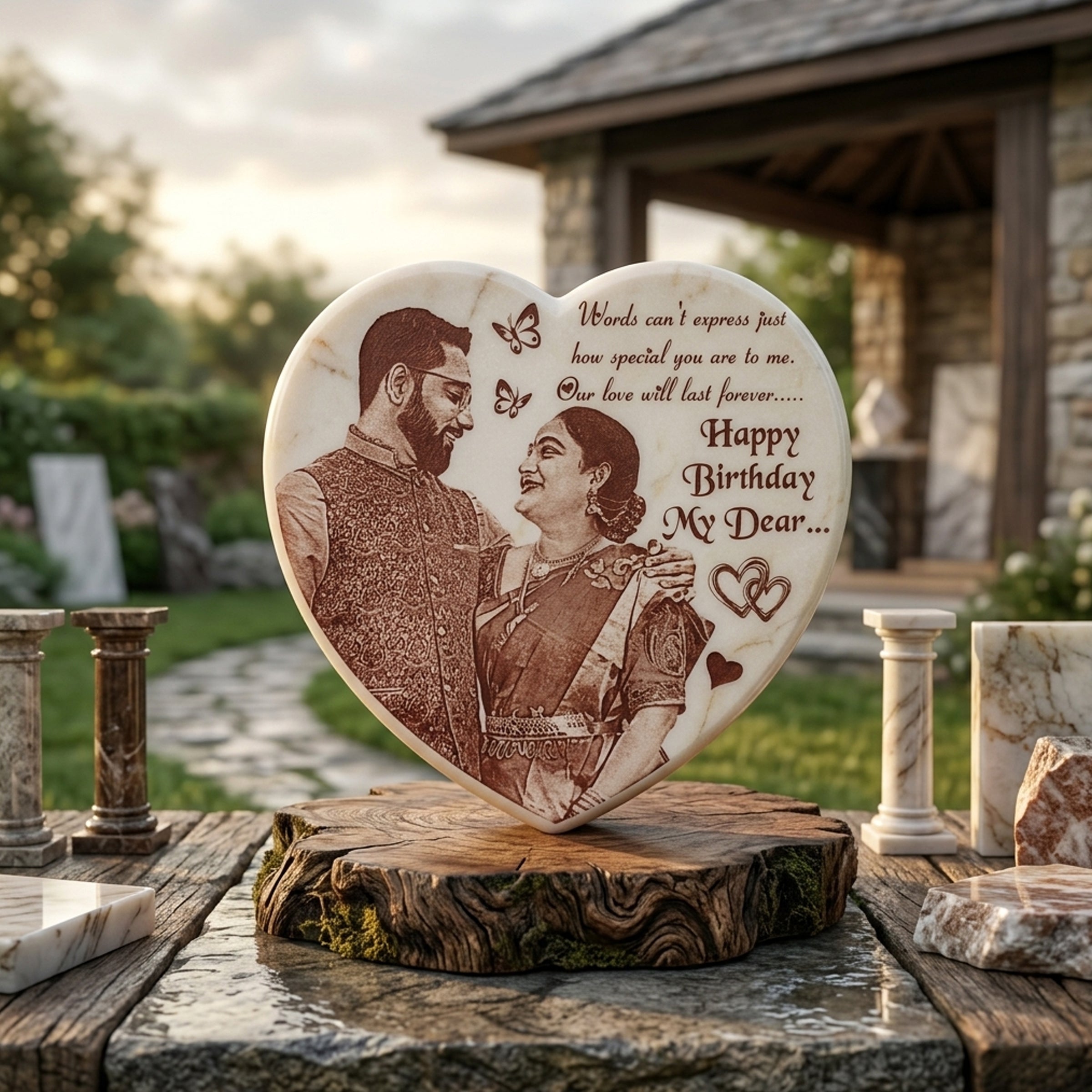 Heart Radium Marble Engraving
