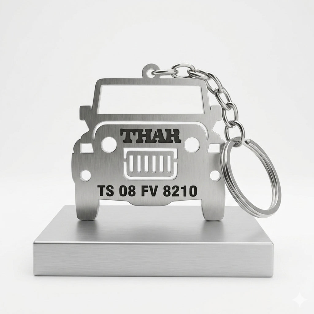 Thar Car Key Chain with Number and Name