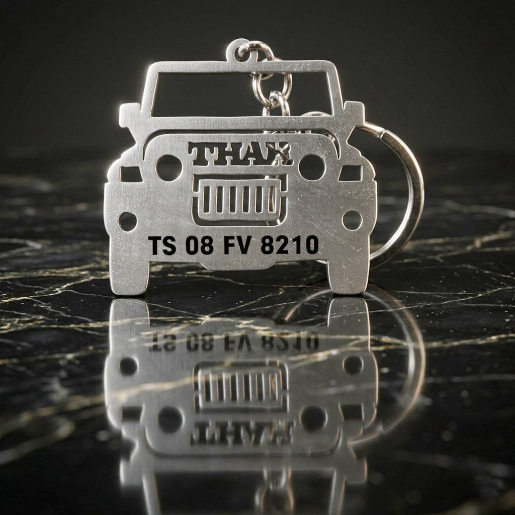 Thar Car Key Chain with Number and Name