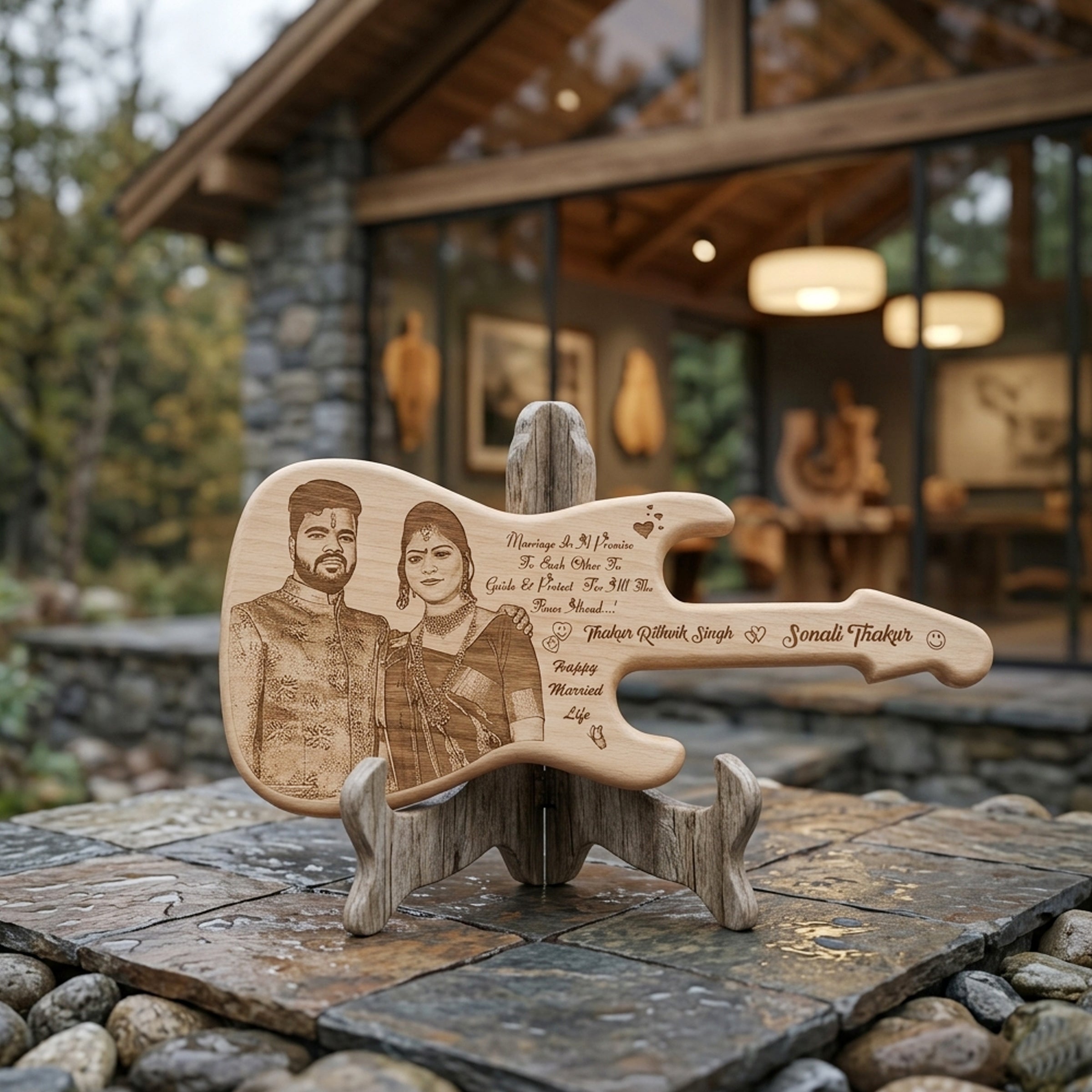 Wooden Engraving-Guitar Shape