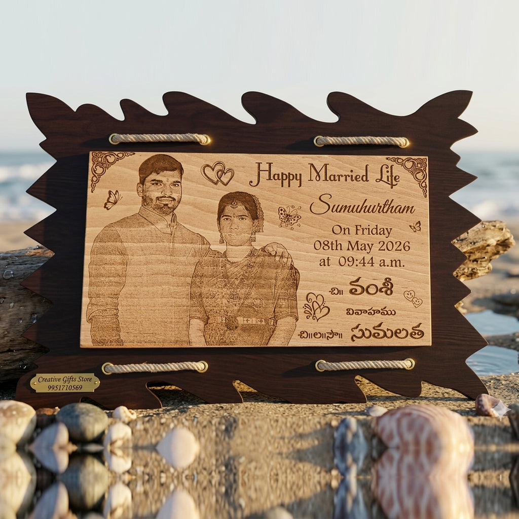 Wooden Engraving with Photo