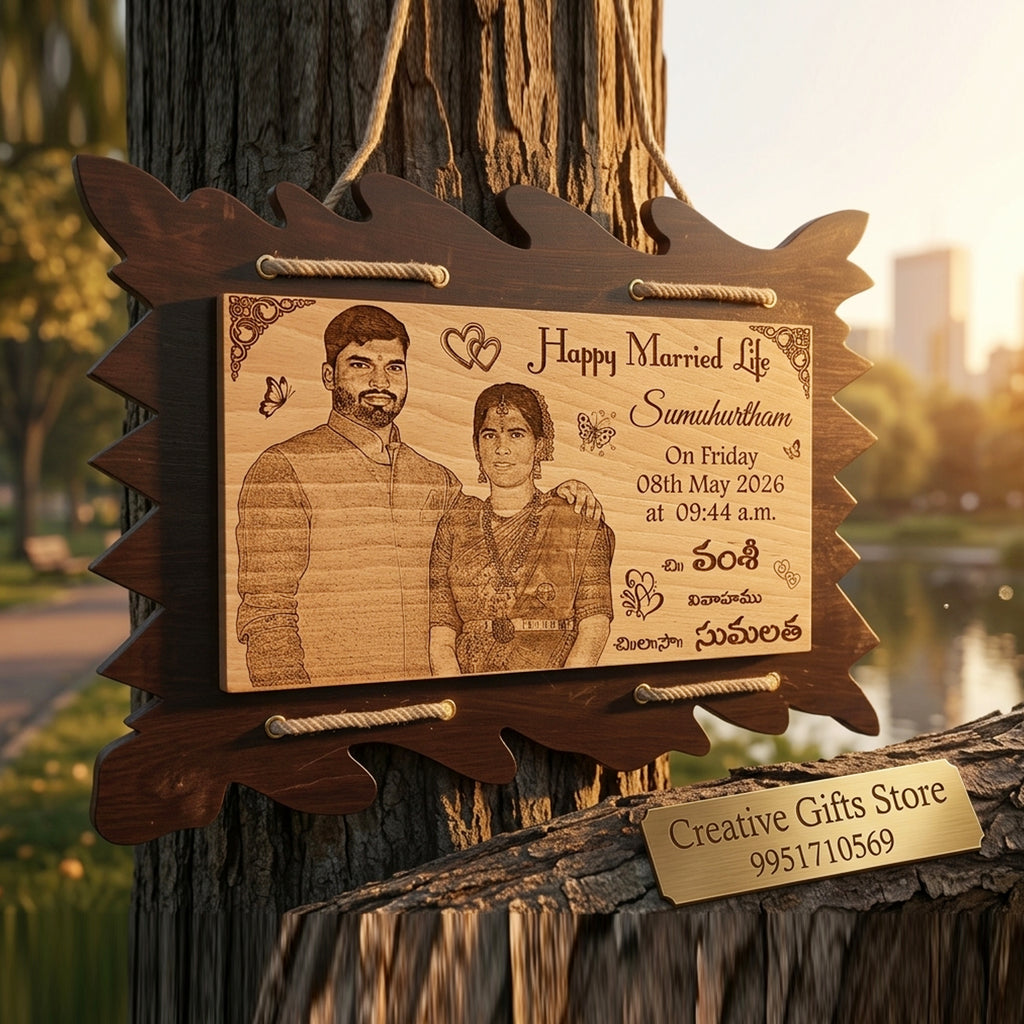 Wooden Engraving with Photo